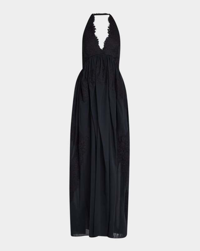 Cambrie Lace Halter Maxi Dress